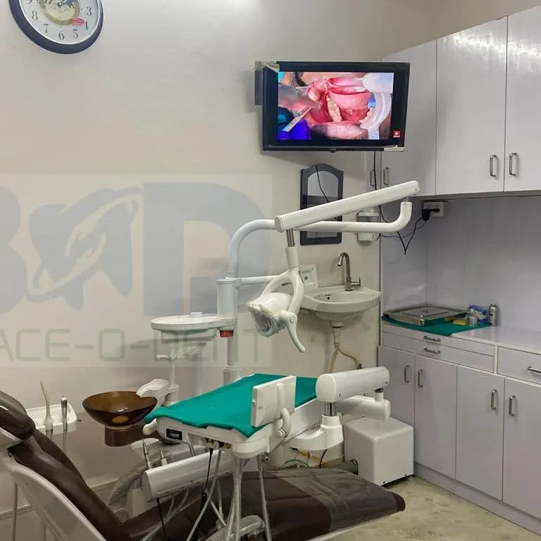 Modern dental chair with treatment monitor at BRACE-O-DENT Dental Clinic Palam