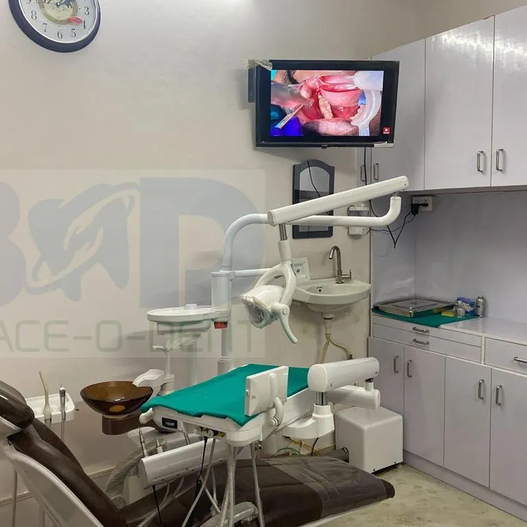 Modern dental chair with treatment monitor at BRACE-O-DENT Dental Clinic Palam